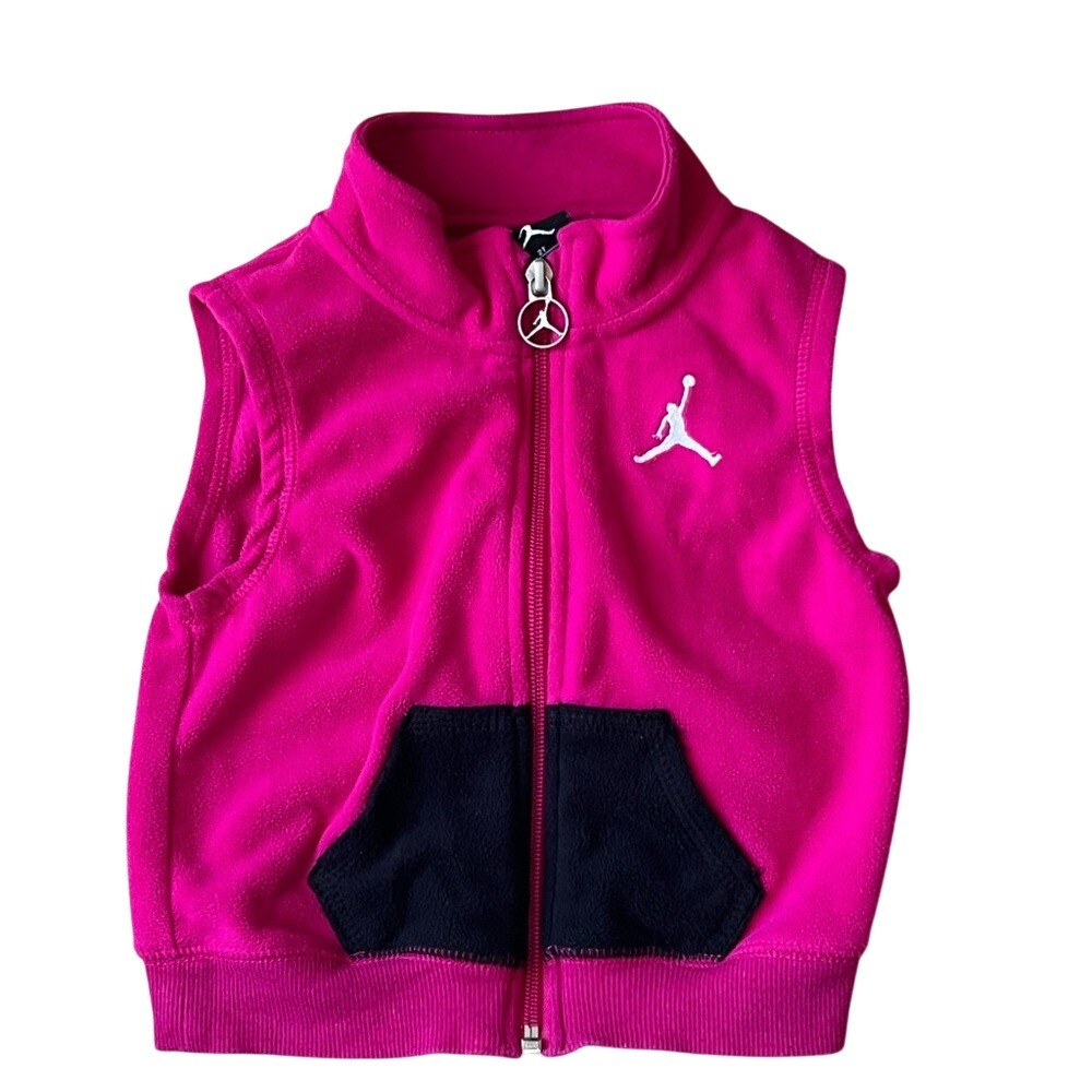 Jordan Girls Pink Fleece Full Zip Vest Jumpman Logo Toddler Size 2T